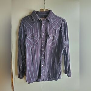 Wrangler rugged wear striped pearl snap button down shirt men's XL